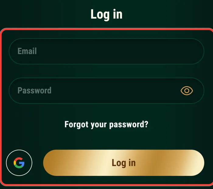 Richard Casino login form with email and password fields