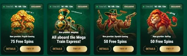 New provider promotions with 50 and 75 free spins at Richard Casino